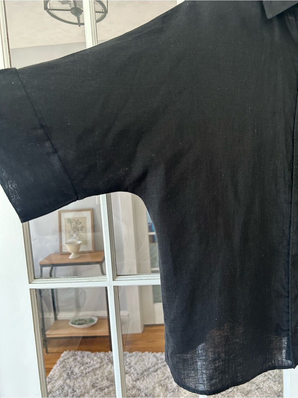 Zara Linen Short-Sleeve Button-Up Shirt Size S (oversize) - Picture 5 of 7